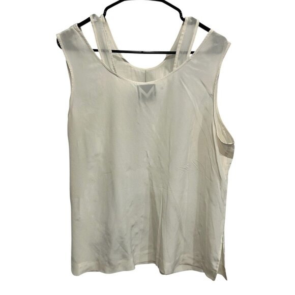 Marc Bouwer Womens Sleeveless Silk Blouse Ivory Plus Sz 1X Sheer Minimalist - Picture 2 of 9